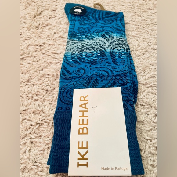 Ike Behar Blue Patterned Dress Socks - Picture 1 of 5